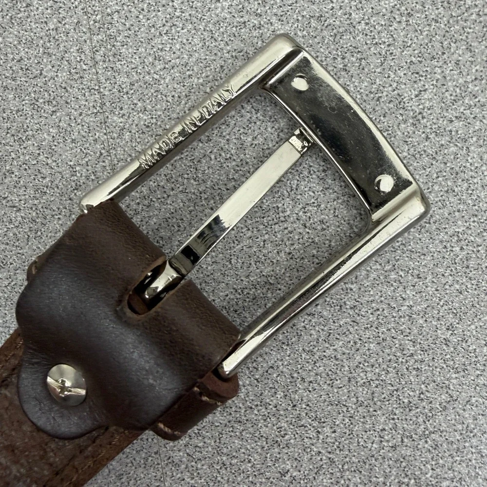 Vera Pelle Belt Mens 130cm Dark Brown Leather Made in Italy Classic